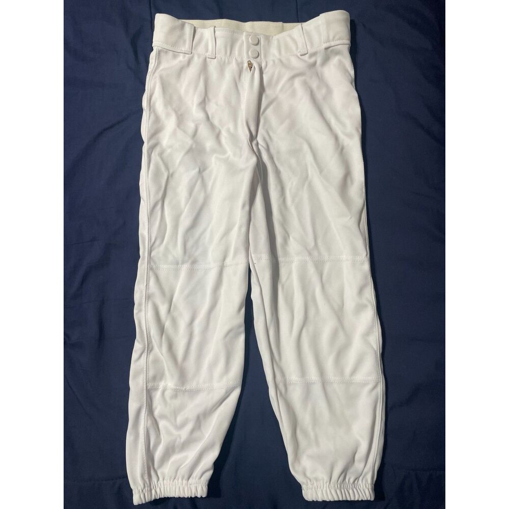 White Franklin Button/Zip Fly Baseball Pants Size YL